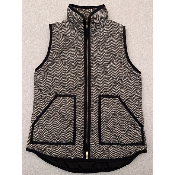 J. Crew Jackets & Blazers - J.CREW Herringbone Quilted Down Puffer‎ Vest Women's XS Tan Preppy Full Zip